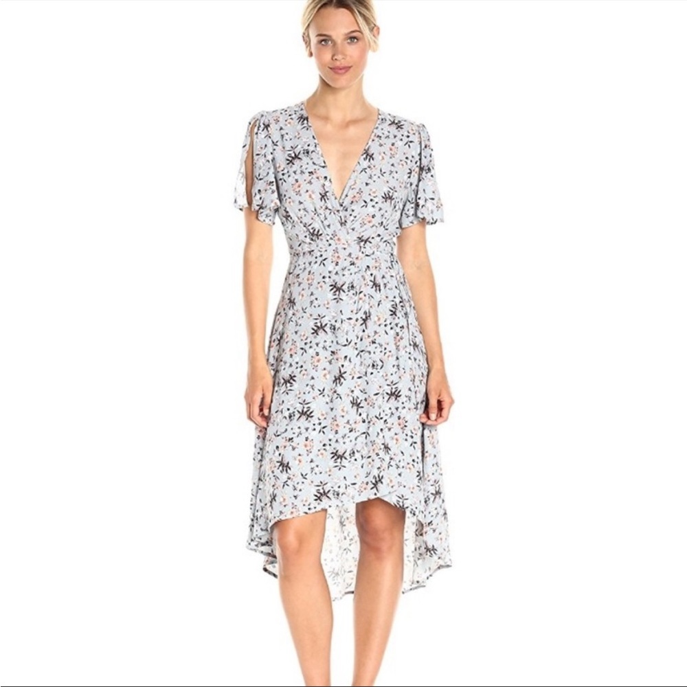 ASTR the Label Blue Adeline Floral Print
Wrap Dress